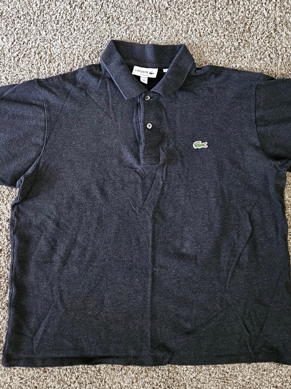 Lacoste Classic Fit Black Polo Shirt Short Sleeve Size Large